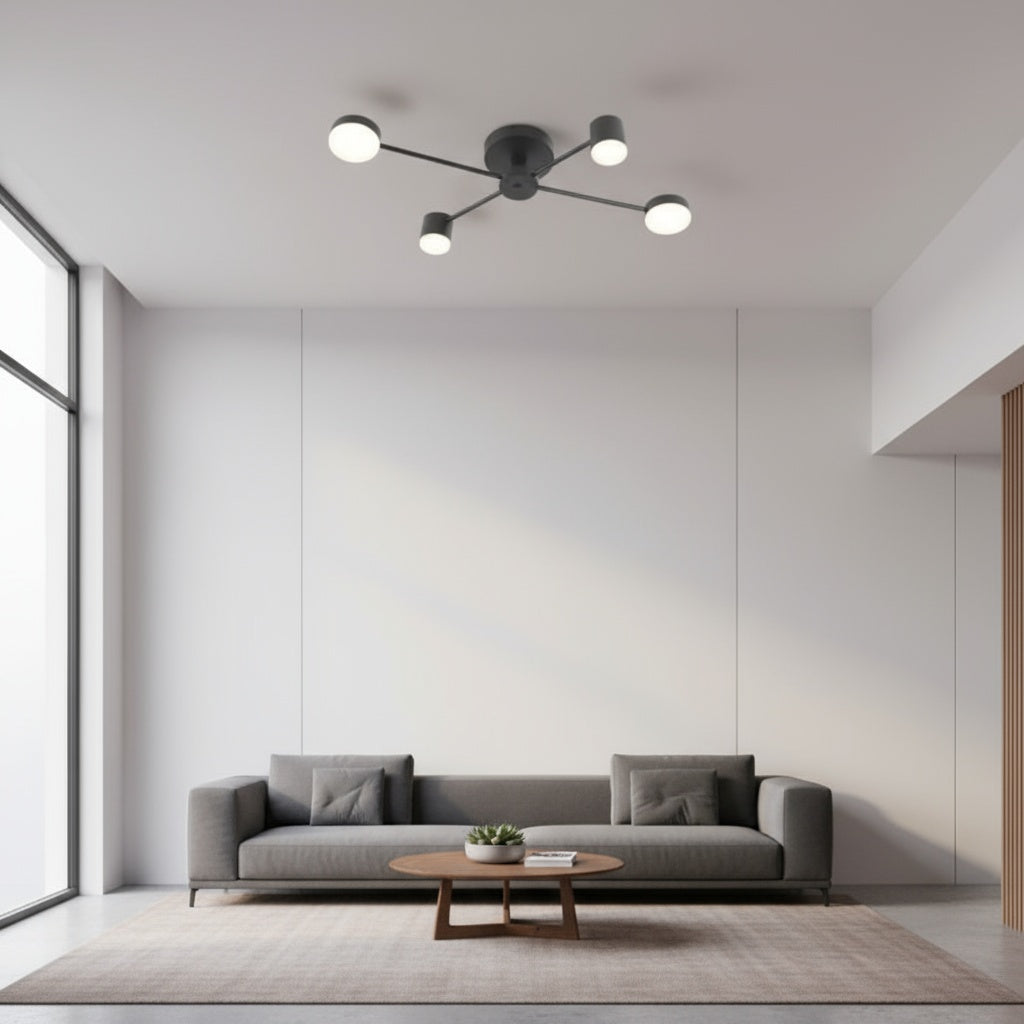 Lustra LED Nordic Style Mini WEB Black Echivalent 200W Telecomanda