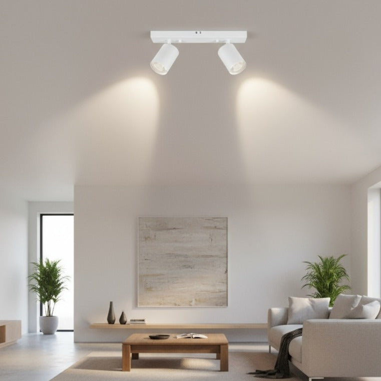 Lustra Alba Liniara cu 2 Spoturi Reglabile 2xGU10