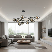 Lustra Suspendata DIONIS Circles Black Abajur Fumuriu 9xE27