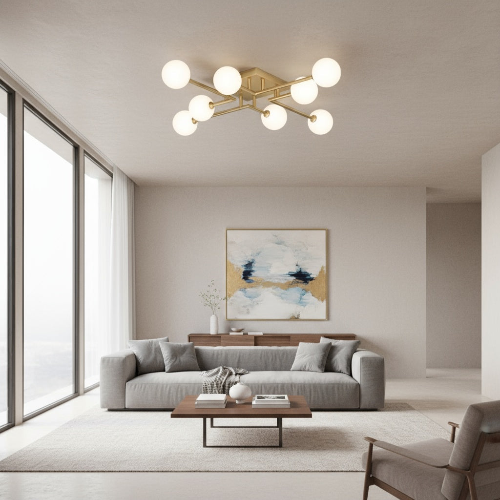 Lustra Maxi STREVA Gold Abajur MAT 8xE27 Chandeliers