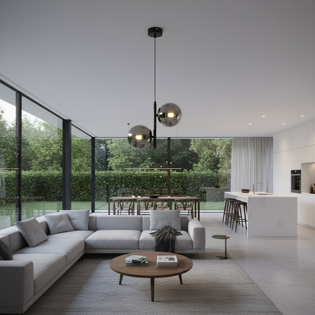 Pendul DIONIS Negru Abajur Fumuriu 2xE27