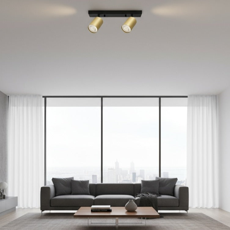 Lustra Negru & Auriu Liniara cu 2 Spoturi Reglabile 2xGU10