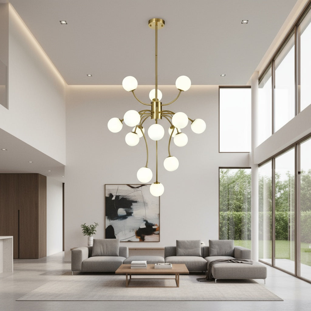 Lustra Suspendata REVSA Gold Abajur Mat 15xG9