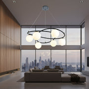 Lustra Suspendata DIONIS Black Abajur Mat 6xE27