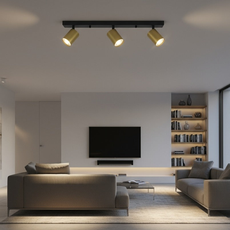 Lustra Negru & Auriu Liniara cu 3 Spoturi Reglabile 3xGU10