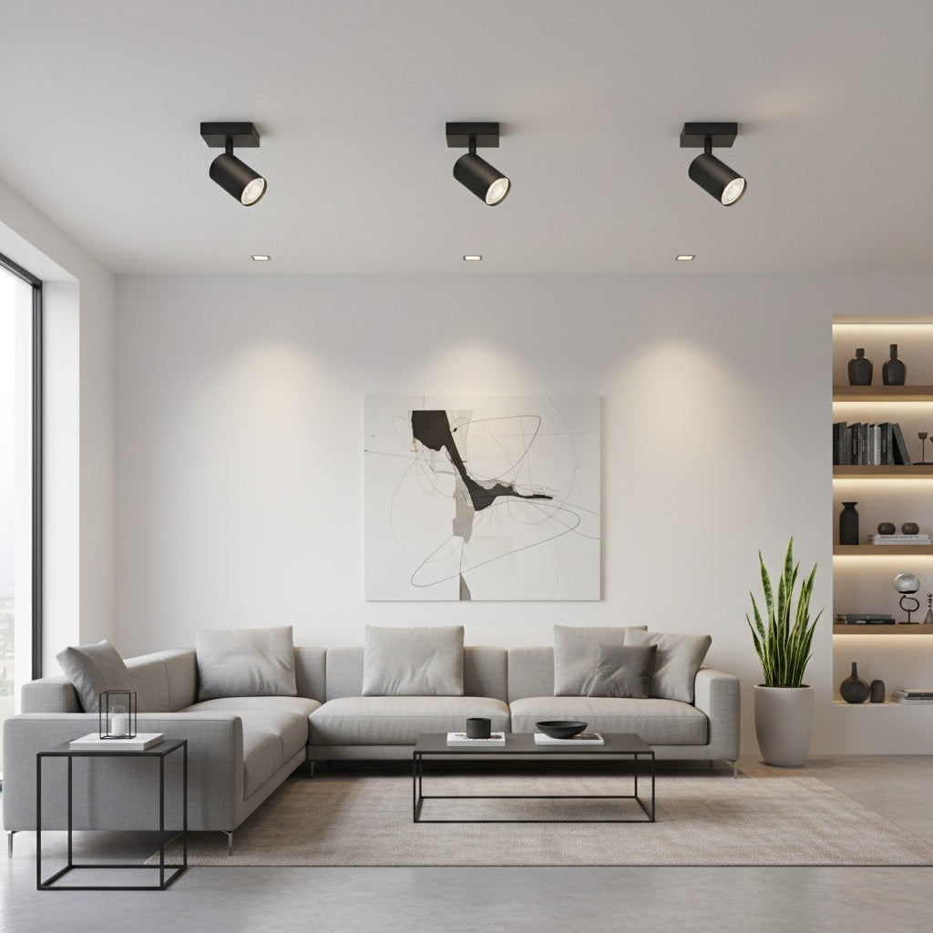 Spot Aplicat Orientabil Rotund Negru Dulie GU10 Ø55x120mm