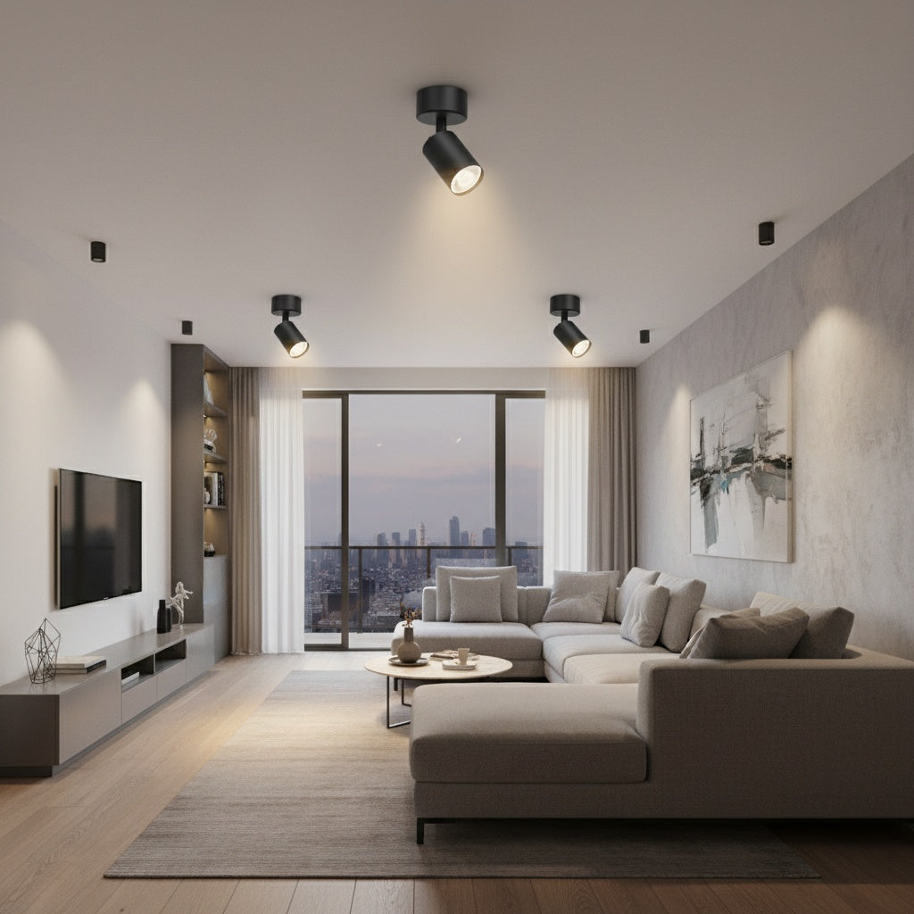 Spot Aplicat Orientabil Rotund Negru Dulie GU10 Ø60x130mm