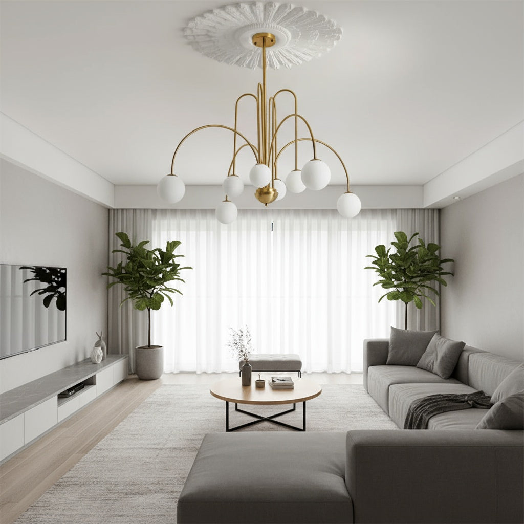 Lustra CARO Gold Abajur Mat 8xG9