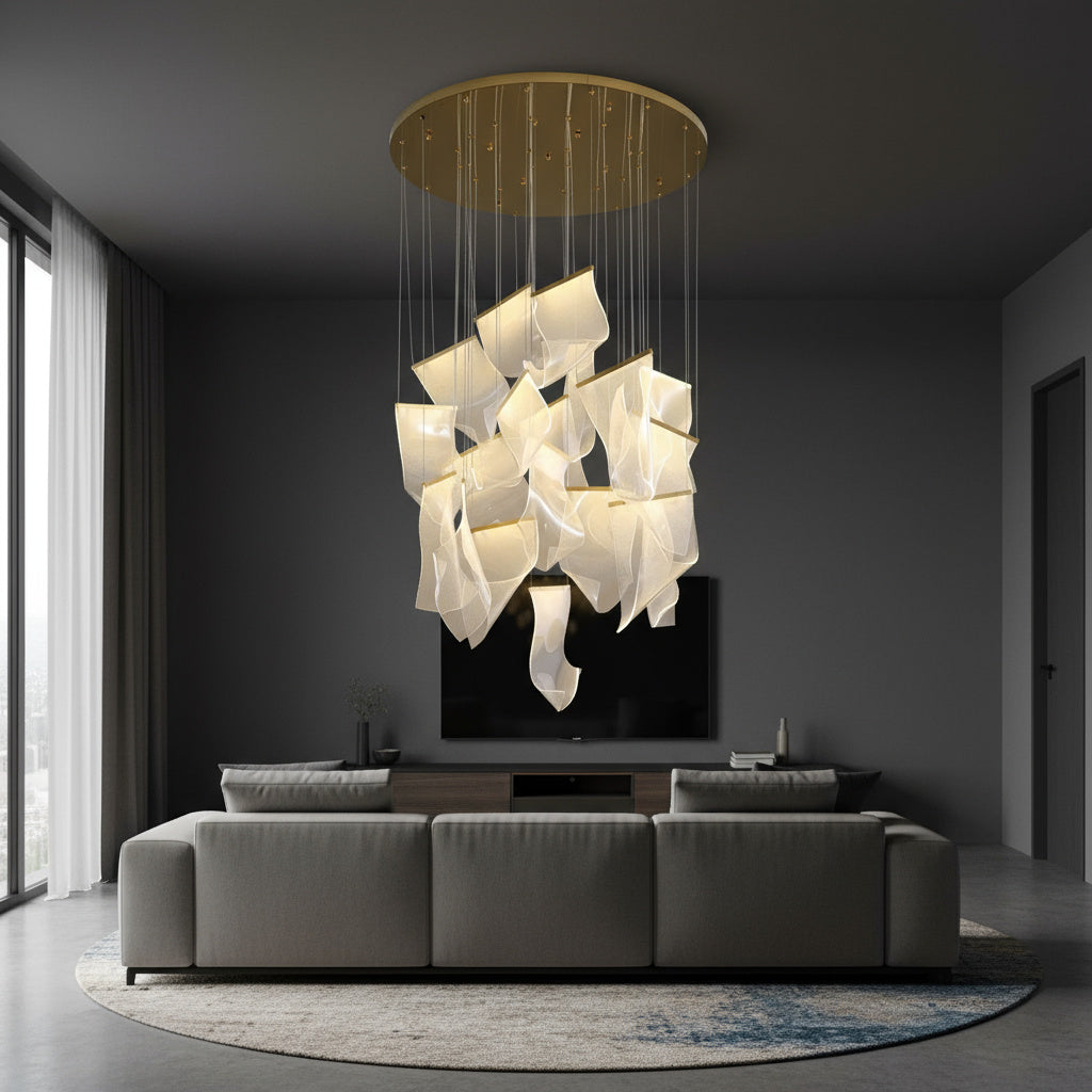 Lustra LED Luxury PAPER QUILL GOLD 18Elemente Echivalent 350W Telecomanda