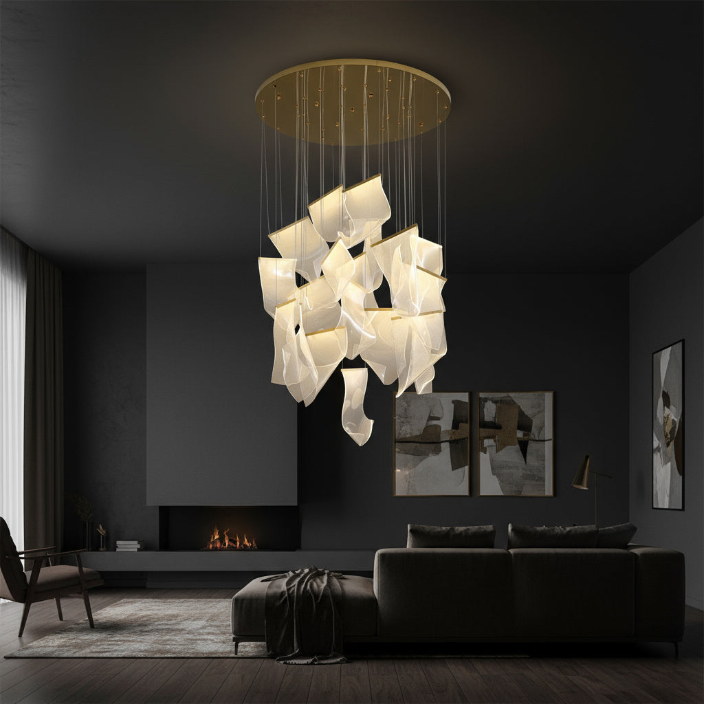 Lustra LED Luxury PAPER QUILL GOLD 18Elemente Echivalent 350W Telecomanda