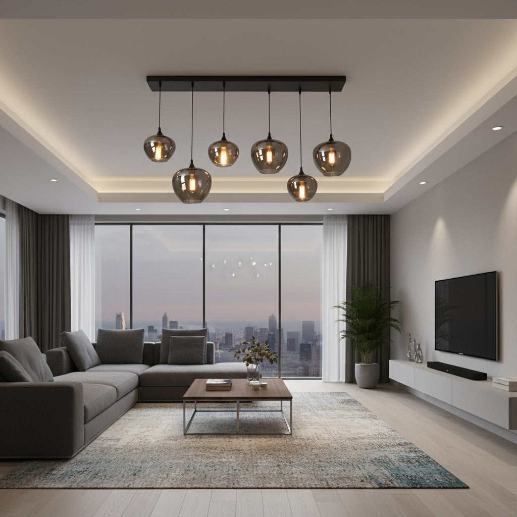 Lustra VERA Black Abajur Fumuriu 6xE27