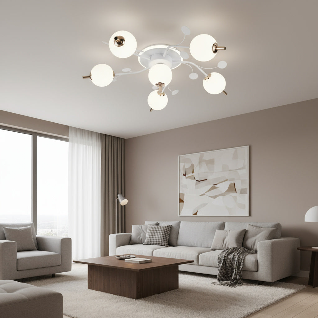 Lustra LED PROP 5+1 WHITE Echivalent 500W