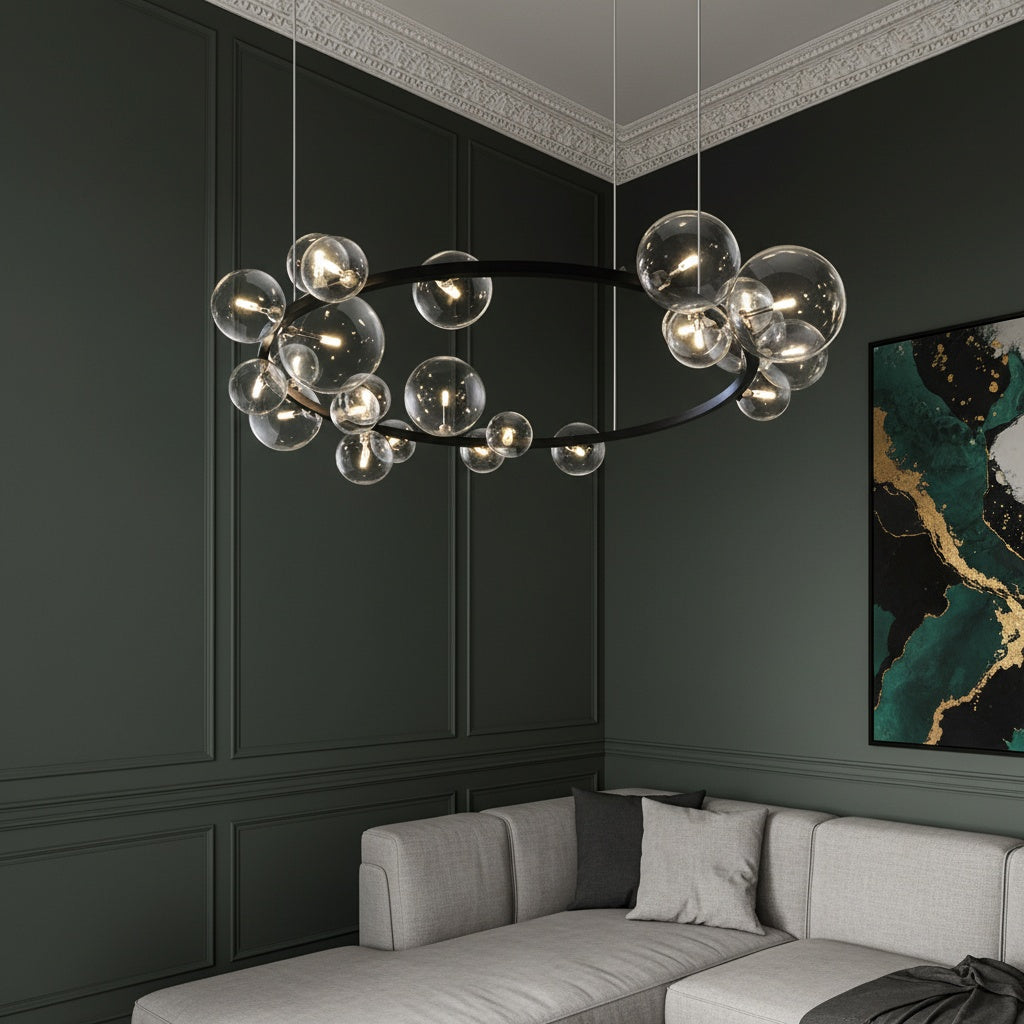 Lustra Abajur Vaya 24xG9 Black Rotunda 120cm