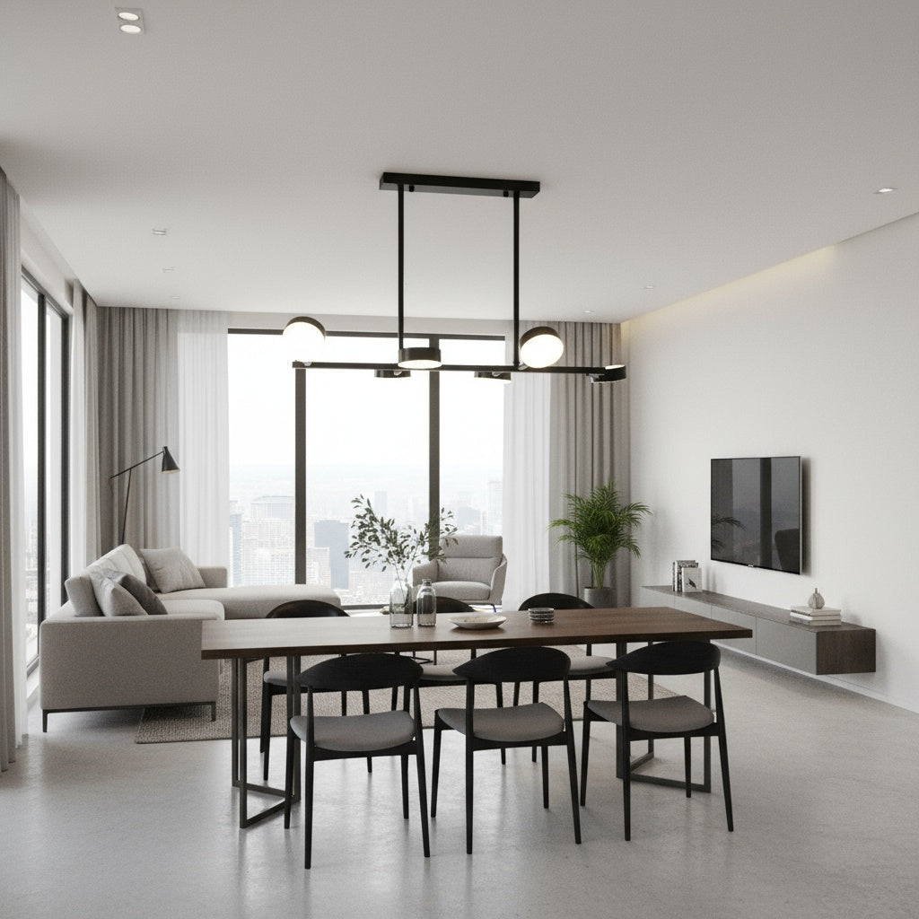 Lustra LED Nordic Style WELA Black Echivalent 500W Telecomanda