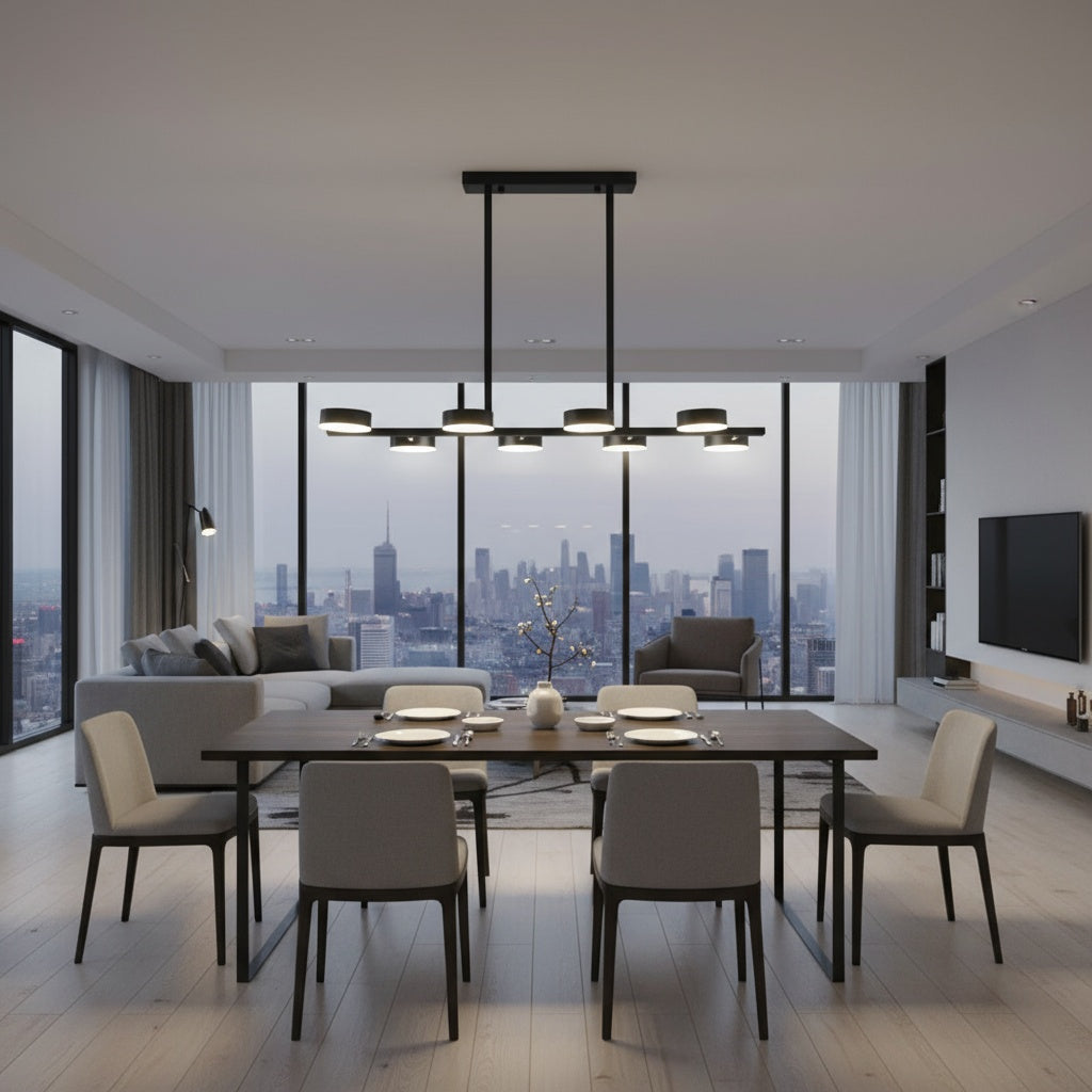 Lustra LED Nordic Style Maxi WELA Black Echivalent 700W Telecomanda