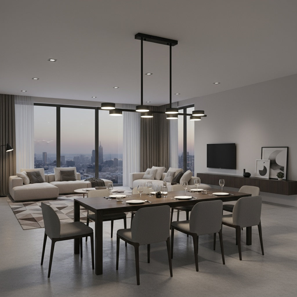 Lustra LED Nordic Style Maxi WELA Black Echivalent 700W Telecomanda