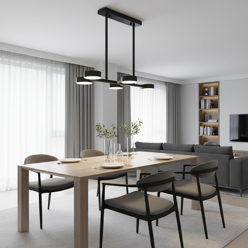 Lustra LED Nordic Style Mini WELA Black Echivalent 300W Telecomanda