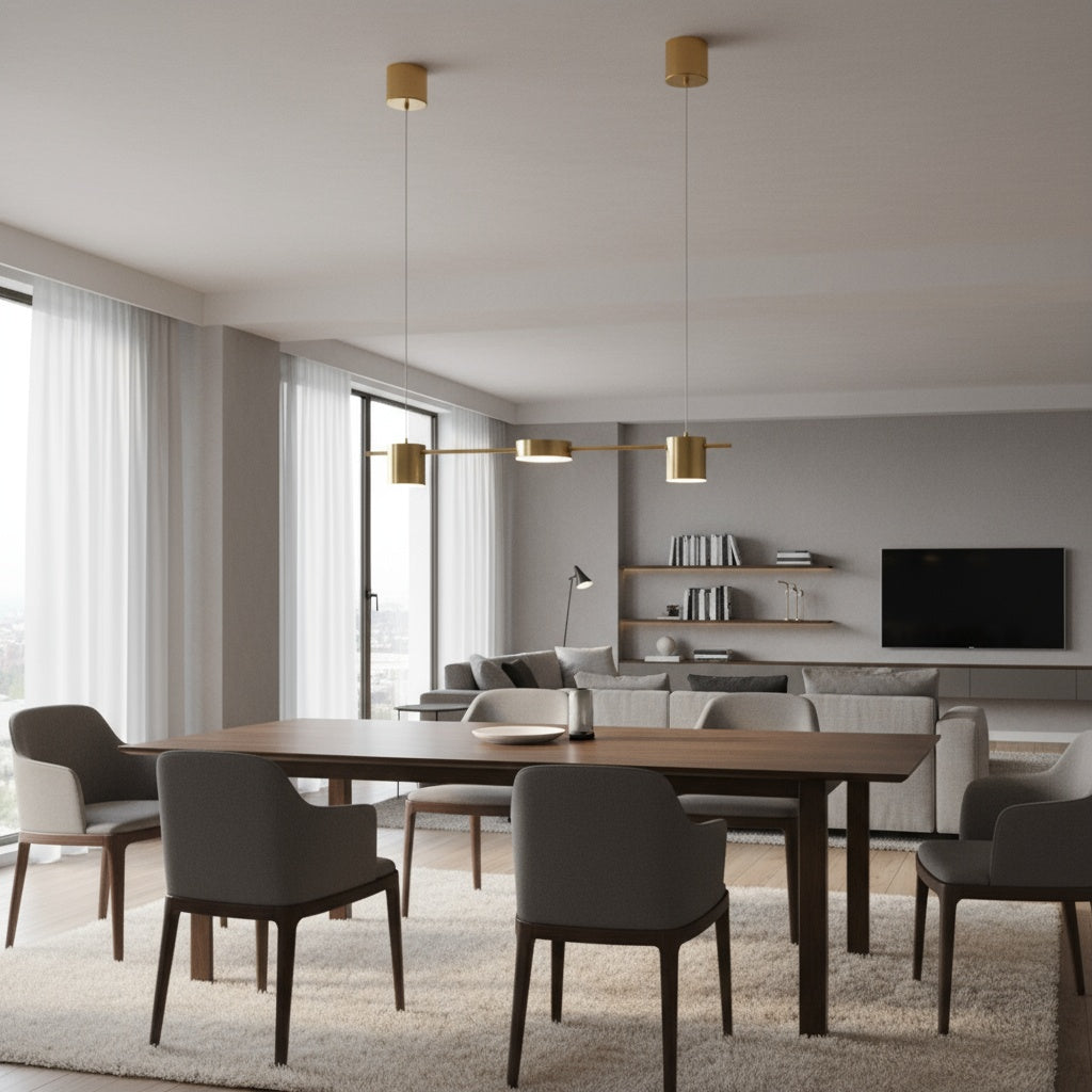 Lustra LED Suspendata Nordic Style Gold Echivalent 200W Telecomanda