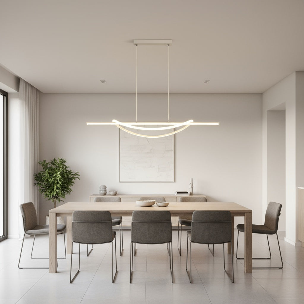 Lustra LED SIMA Suspendata White Echivalent 500W Telecomanda Lighting Fixtures