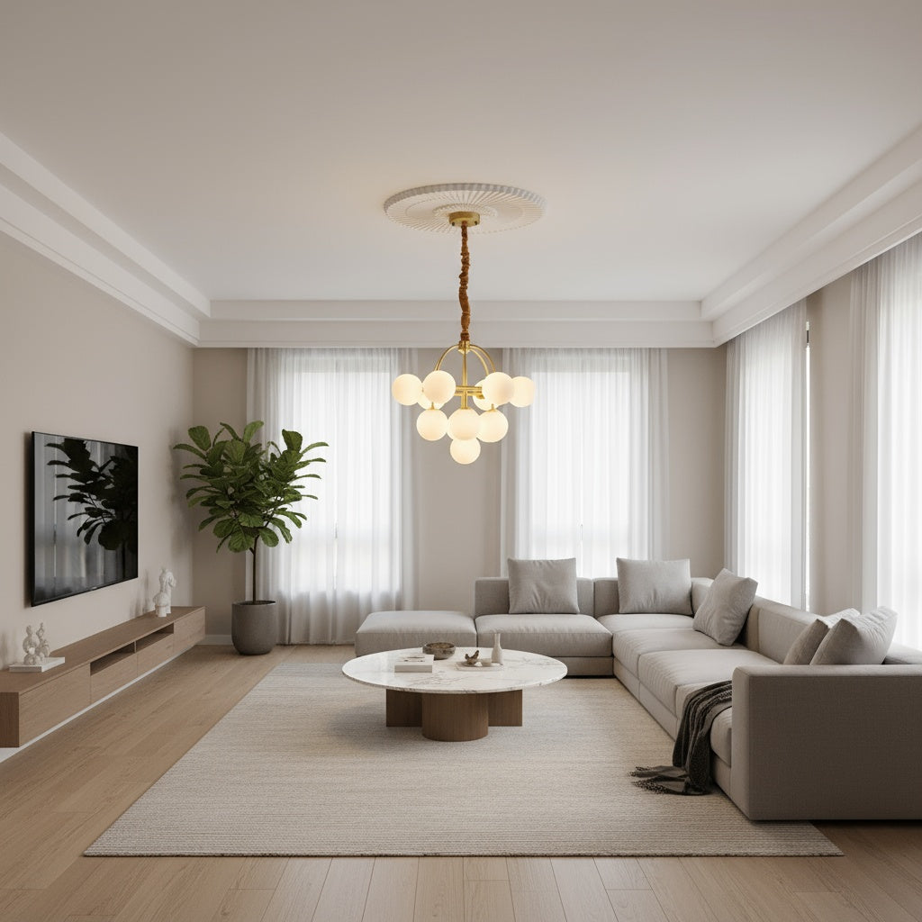 Lustra CAGE Gold Abajur Mat 13xE27