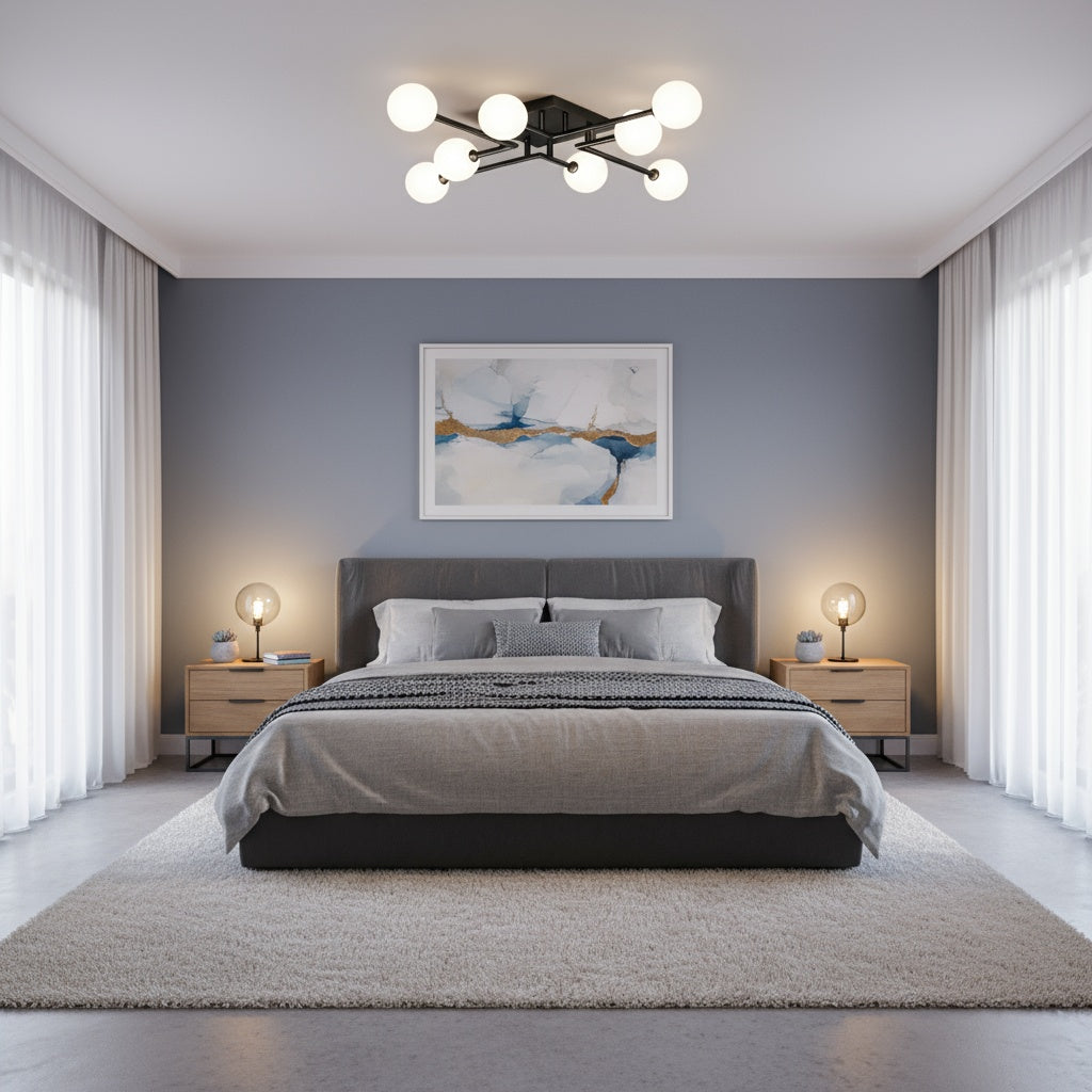 Lustra Maxi STREVA Black Abajur MAT 8xE27