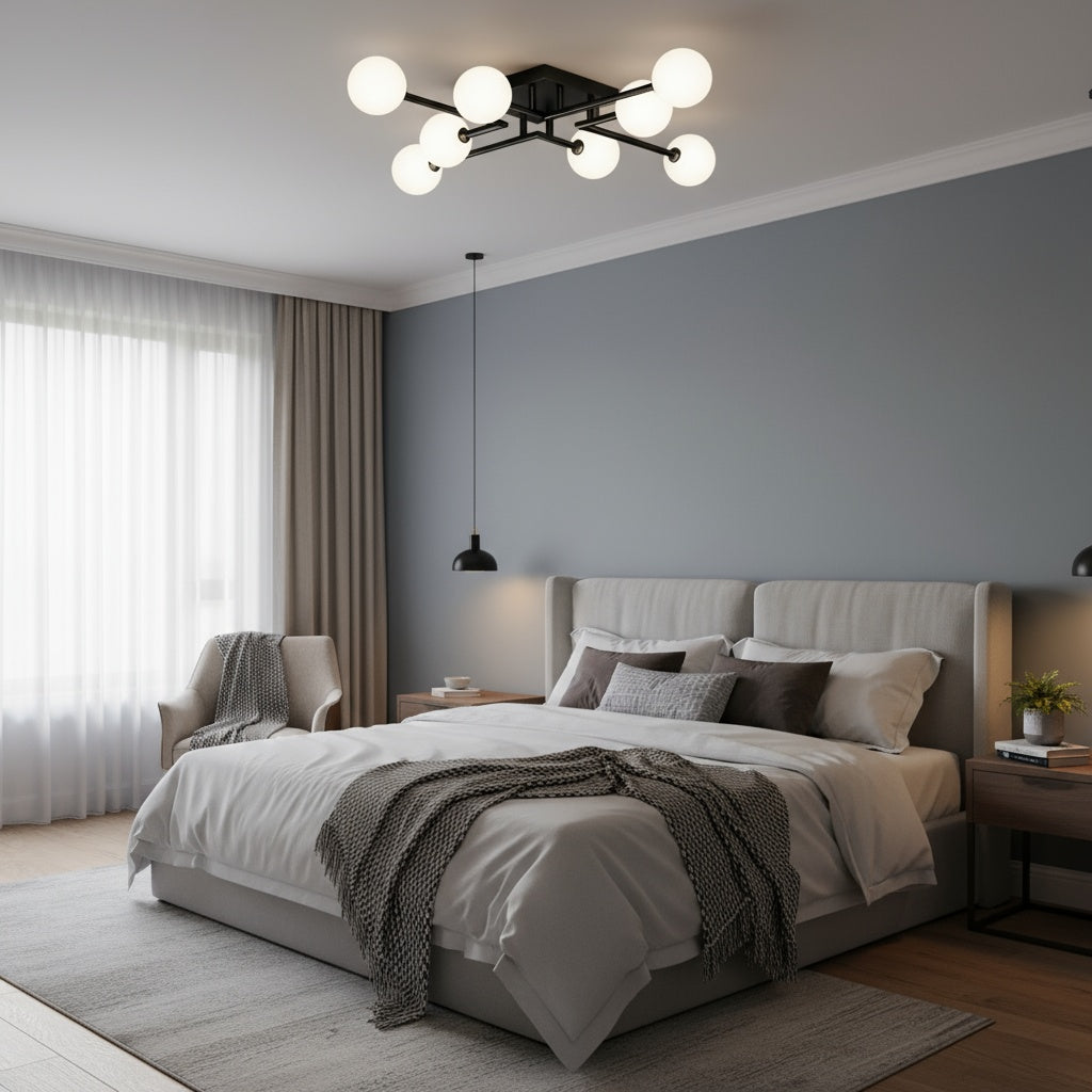 Lustra Maxi STREVA Black Abajur MAT 8xE27