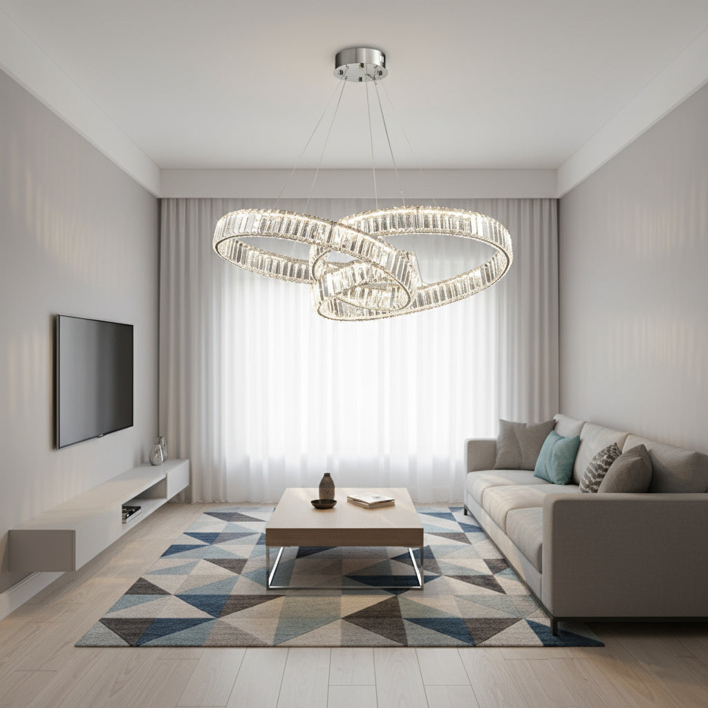 Lustra LED LEVA Cristal Silver 3 Functii Telecomanda