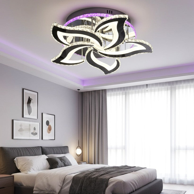 Lustra LED Camelia Cristal Chrome RGB Echivalent 600W Telecomanda Resigilat R3