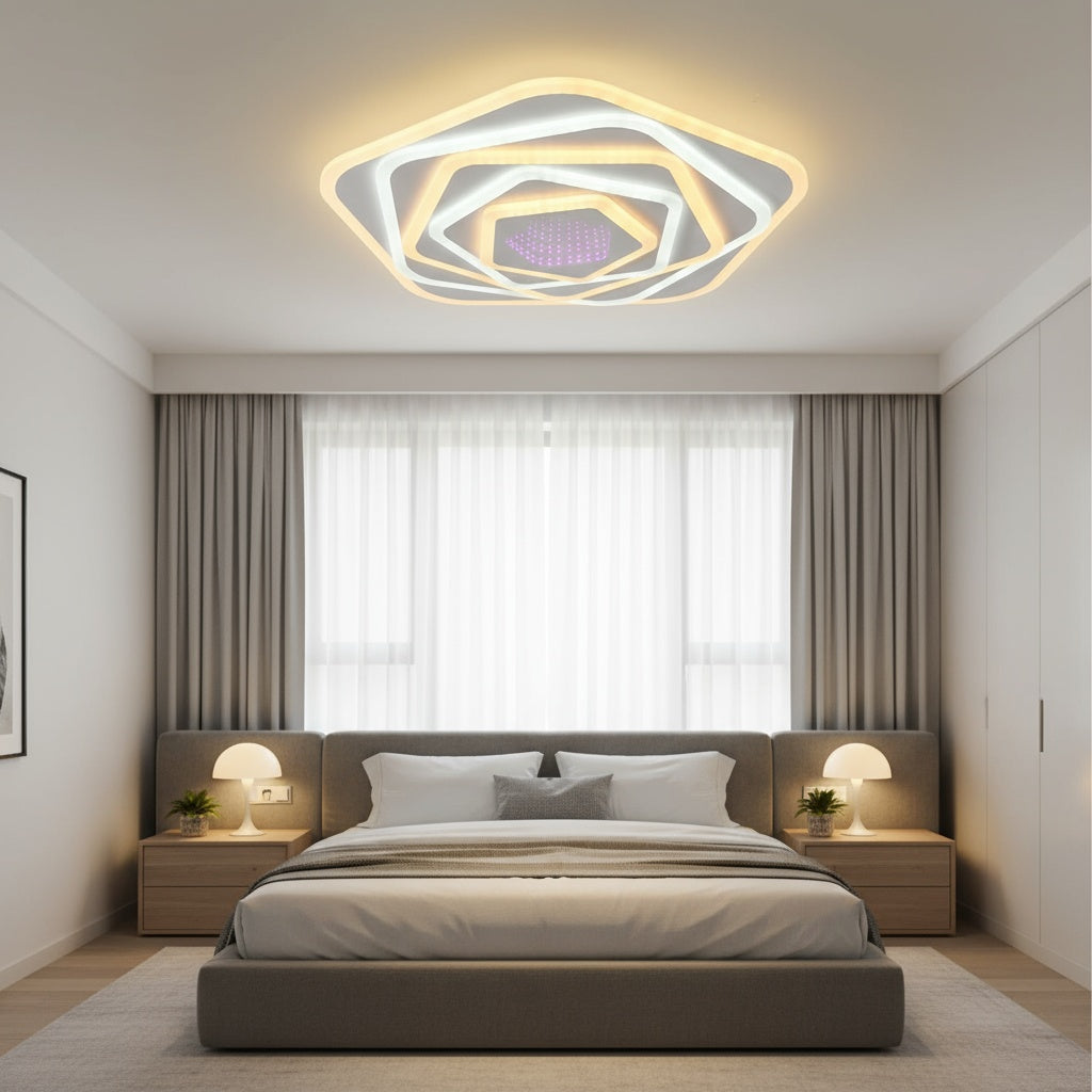 Lustra LED Pentagon RGB Echivalent 800W Telecomanda