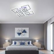 Lustra LED 4+4 SQUARE Gigant Silver RGB Echivalent 1200W Telecomanda