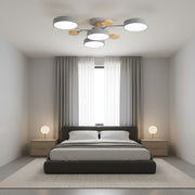 Lustra LED Grey & Wood 3+1 Echivalent 600W Telecomanda