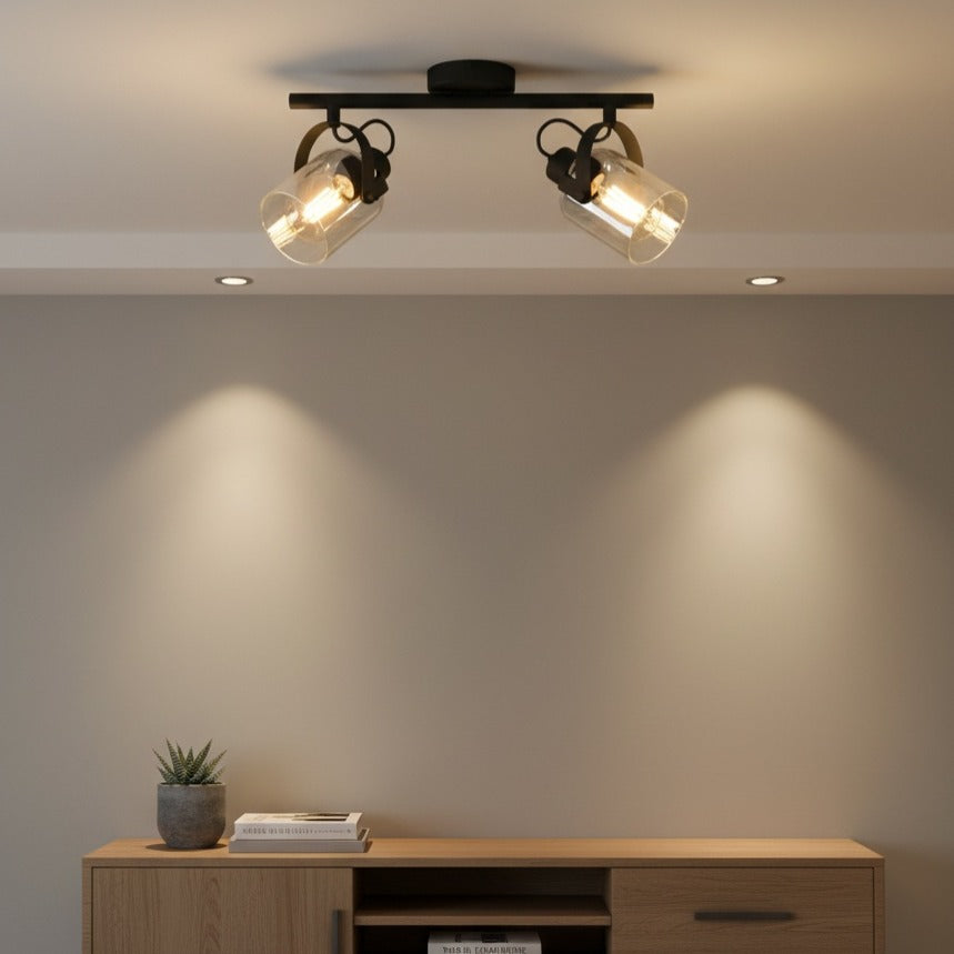 Lustra Cu 2 Spoturi Reglabile Black BERREGAS 44CM