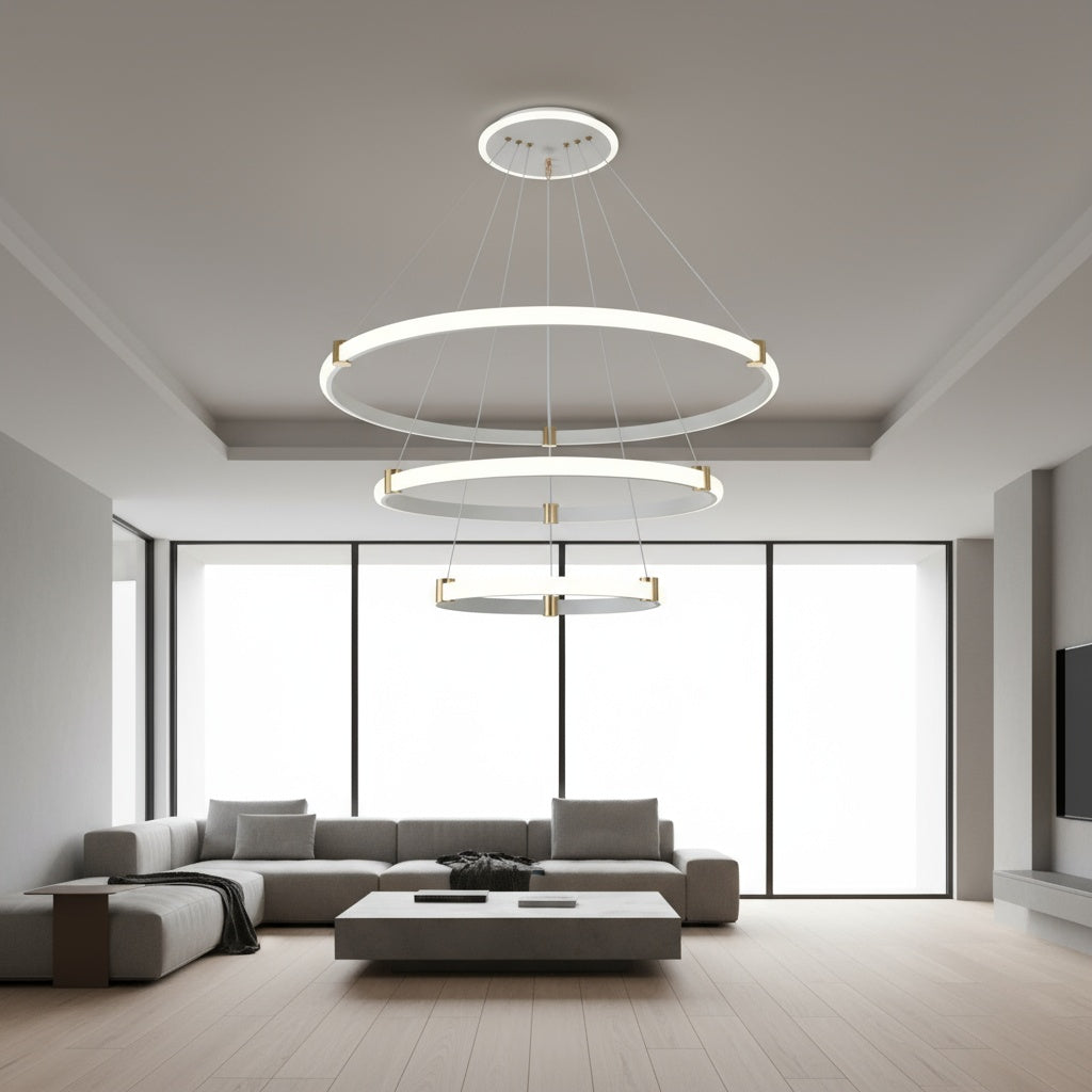 Lustra LED Suspendata ZENO White 3 Segmente Echivalent 400W Telecomanda