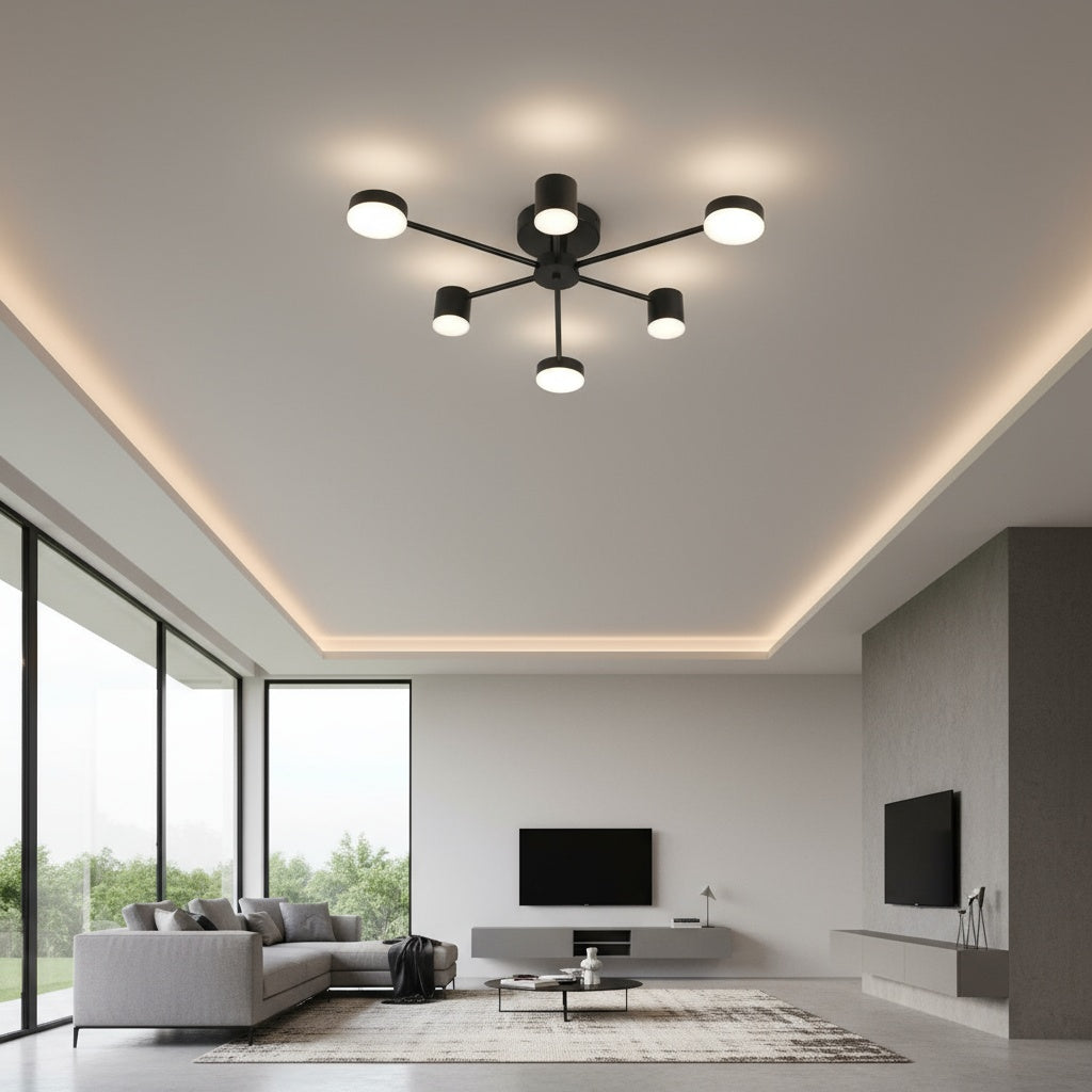 Lustra LED Nordic Style WEB Black Echivalent 300W Telecomanda