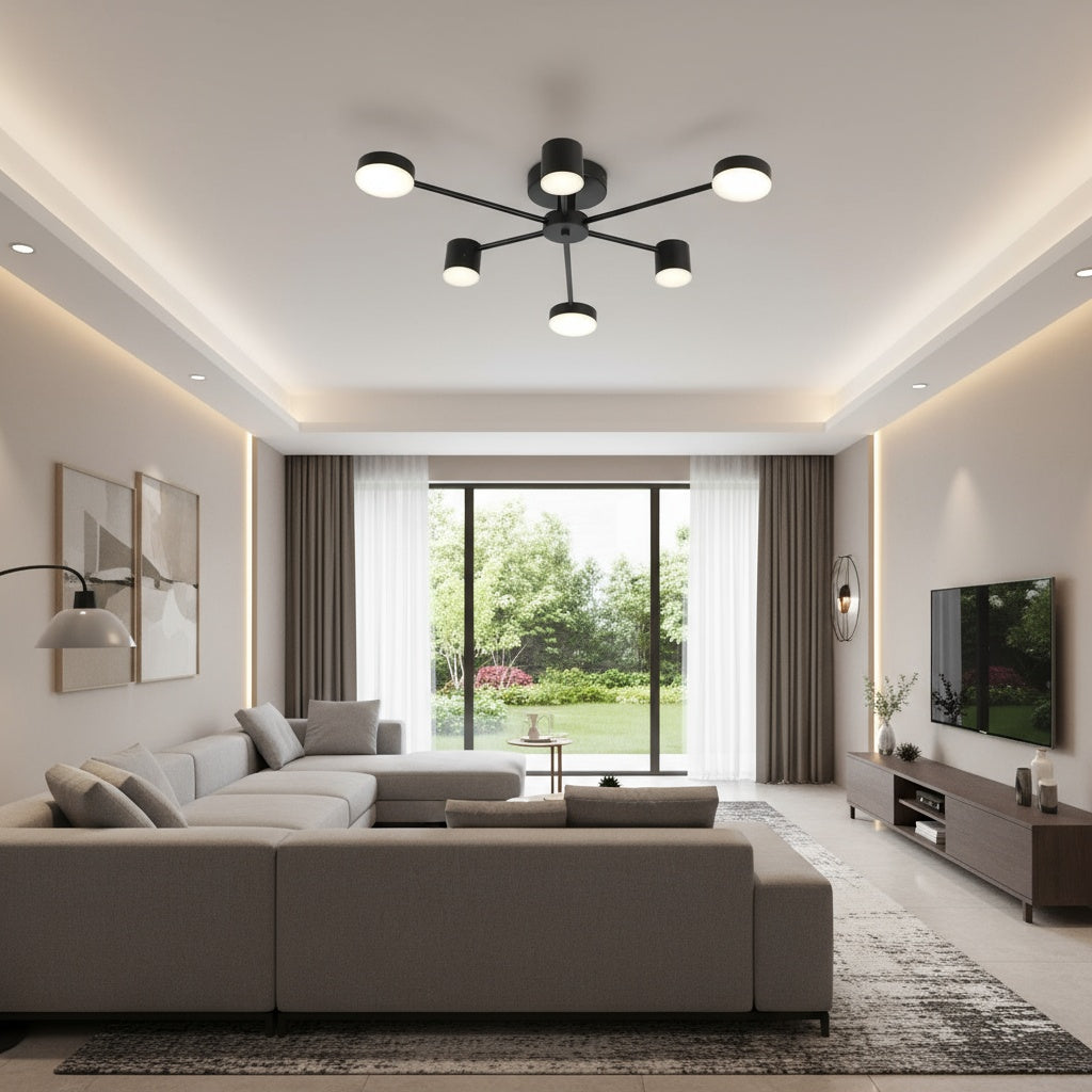 Lustra LED Nordic Style WEB Black Echivalent 300W Telecomanda