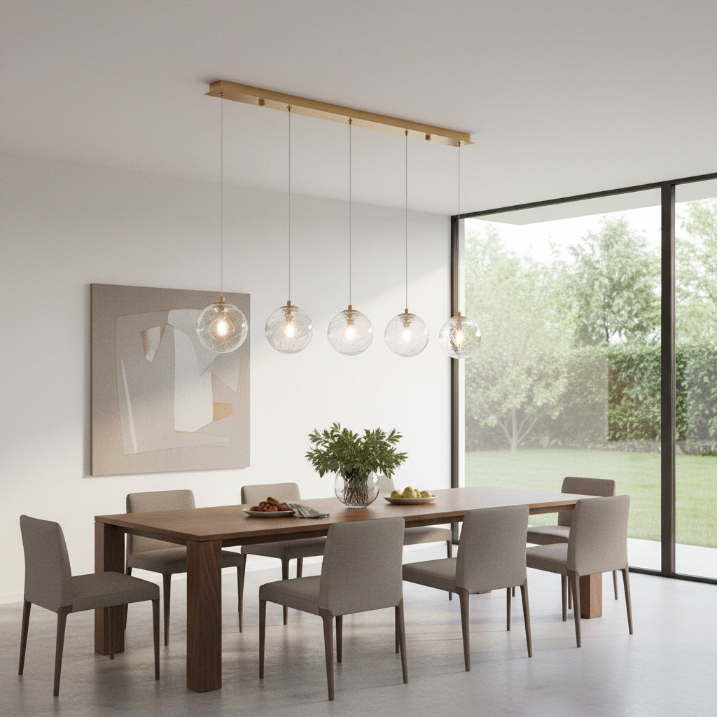 Lustra Maxi KENA Gold Abajur Transparent 5xG9