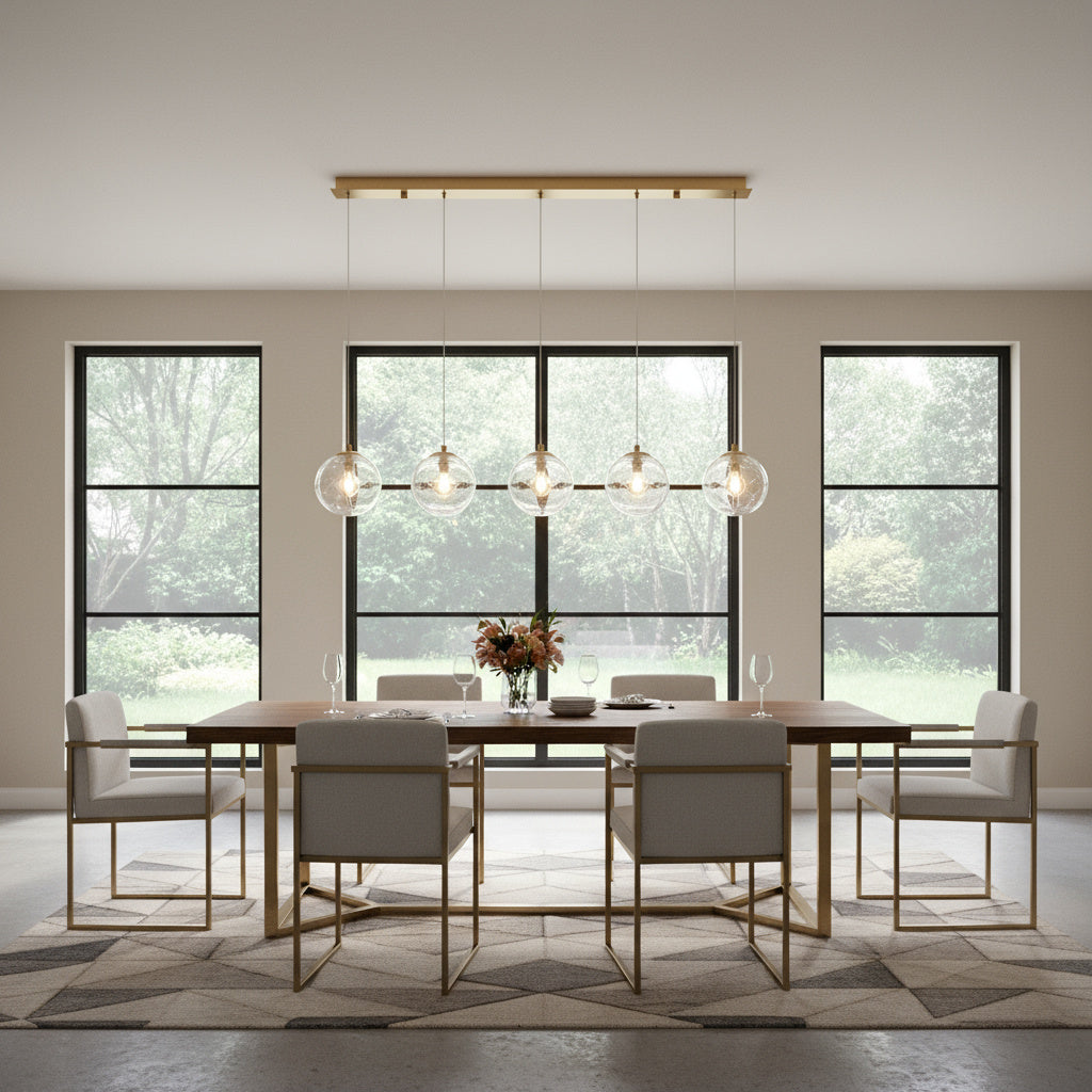 Lustra Maxi KENA Gold Abajur Transparent 5xG9