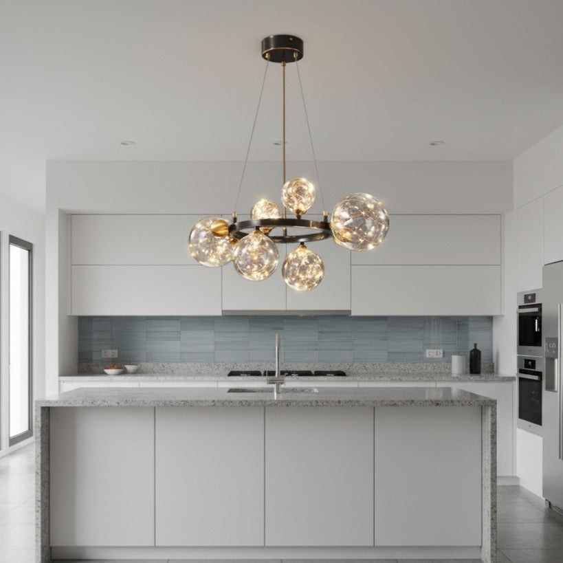 Lustra LED Black Sparkle Abajur Transparent Echivalent 250W