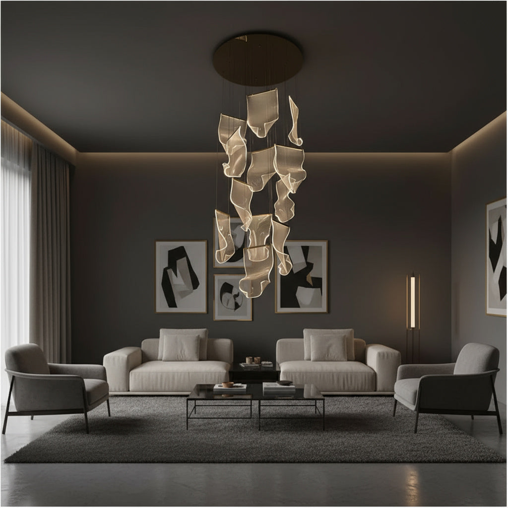 Lustra LED Luxury PAPER QUILL GOLD 12Elemente Echivalent 300W