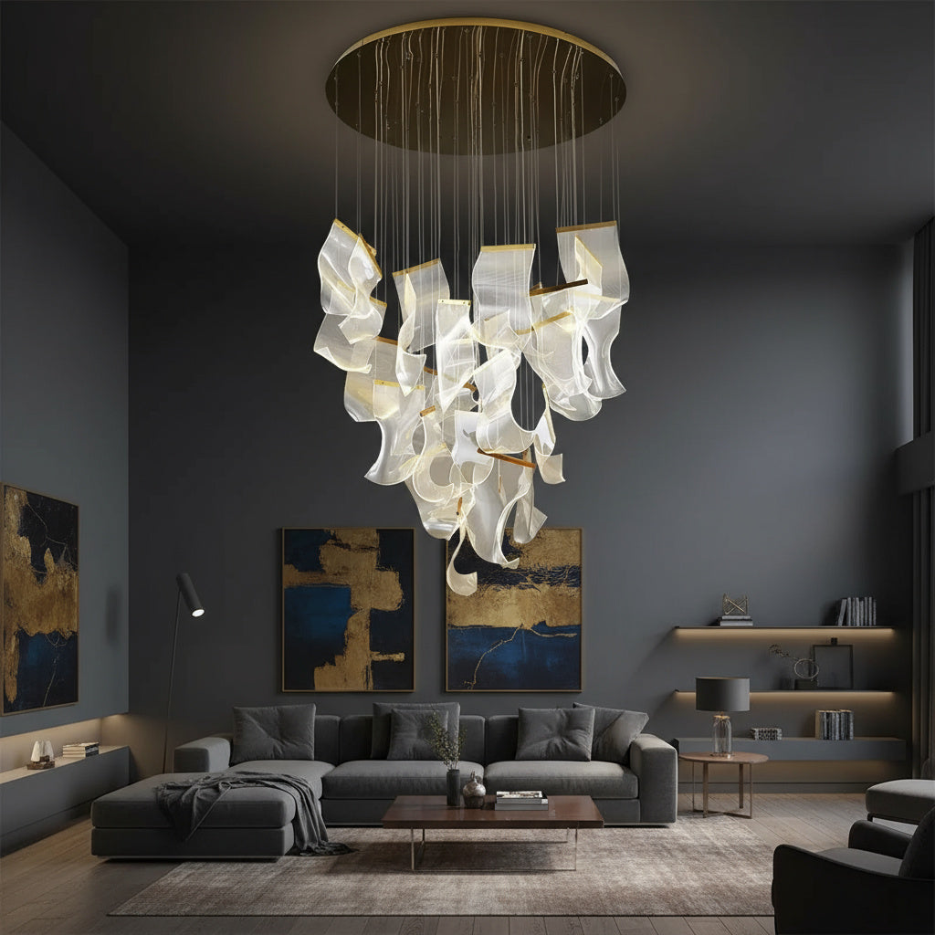 Lustra LED Luxury PAPER QUILL GOLD 25 Elemente Echivalent 500W