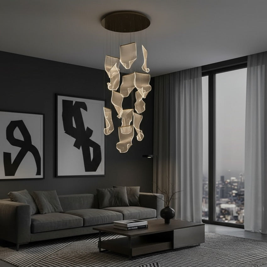 Lustra LED Luxury PAPER QUILL GOLD 12Elemente Echivalent 300W