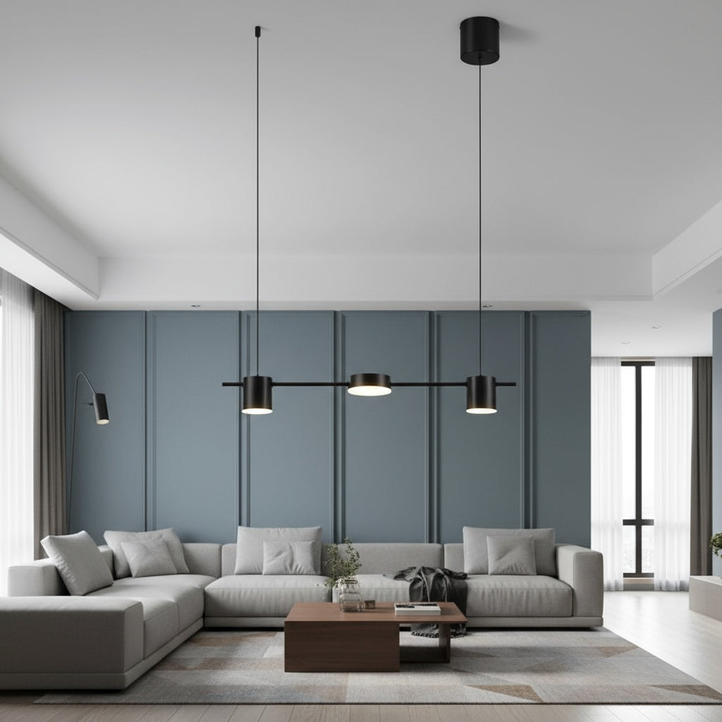 Lustra LED Suspendata Nordic Style Black Echivalent 200W Telecomanda