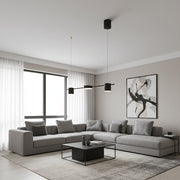 Lustra LED Suspendata Nordic Style Black Echivalent 200W Telecomanda