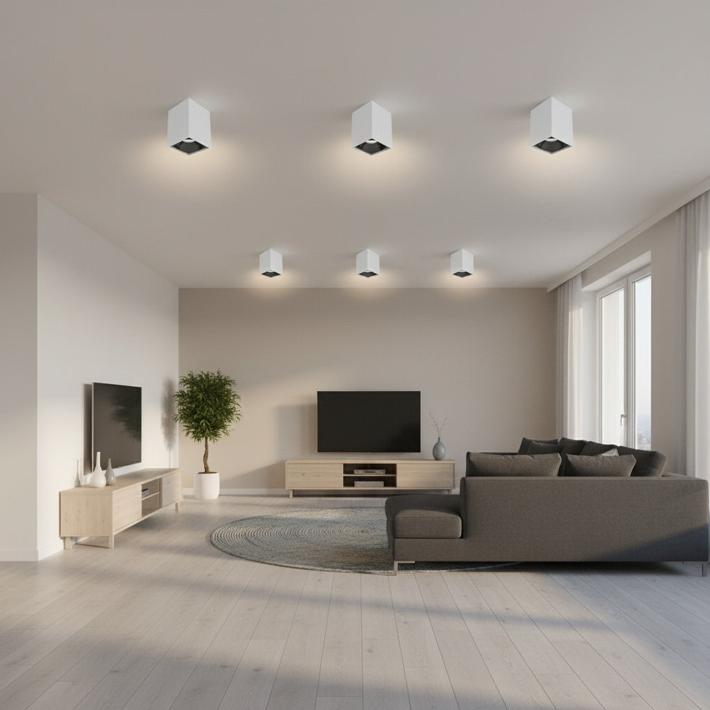 Spot Aplicat Patrat Alb & Negru Dulie GU10 L80xH117mm