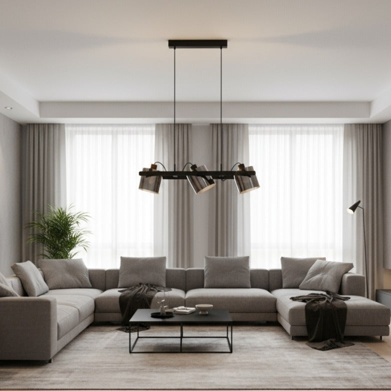 Lustra Suspendata HORNWOOD 3xE27 Black 78CM