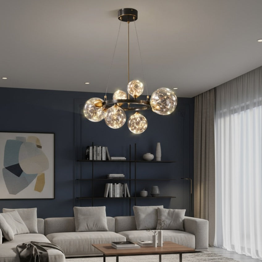 Lustra LED Black Sparkle Abajur Transparent Echivalent 250W