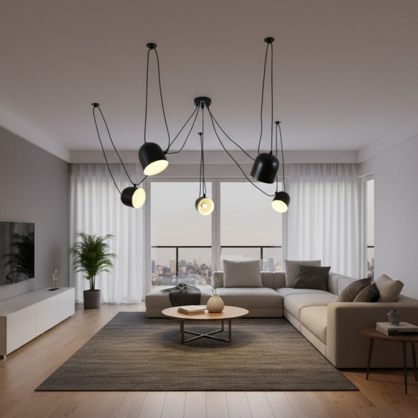 Lustra Moderna Custom Form Black Bowls 5xE27