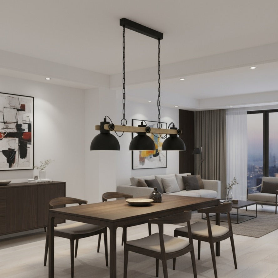 Lustra Suspendata LUBENHAM Black & Wood Eglo