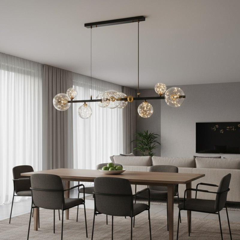 Lustra LED Black Sparkle Abajur Transparent Echivalent 300W