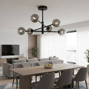 Lustra GOLO Black Abajur Fumuriu 6xE27